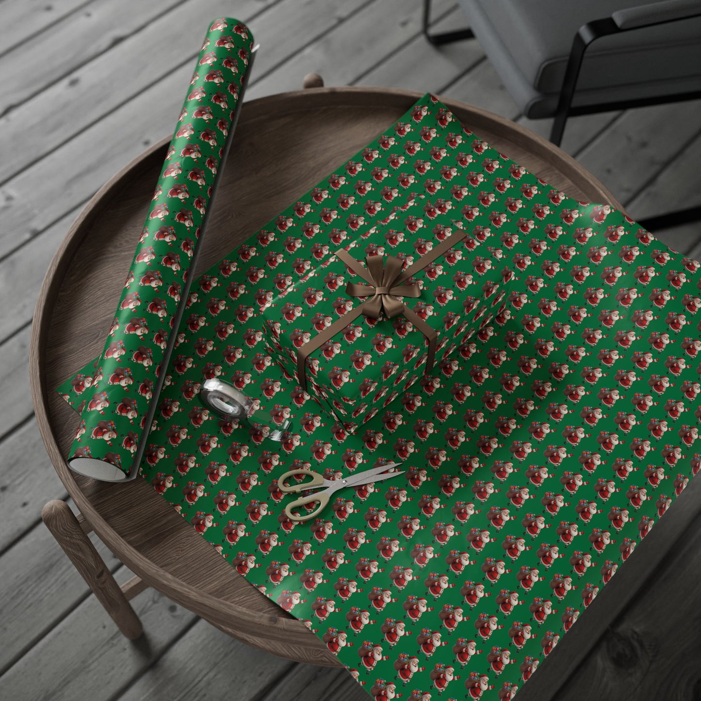 Christmas Dachshund Wrapping Paper — Green Santa Dog Gift Wrap