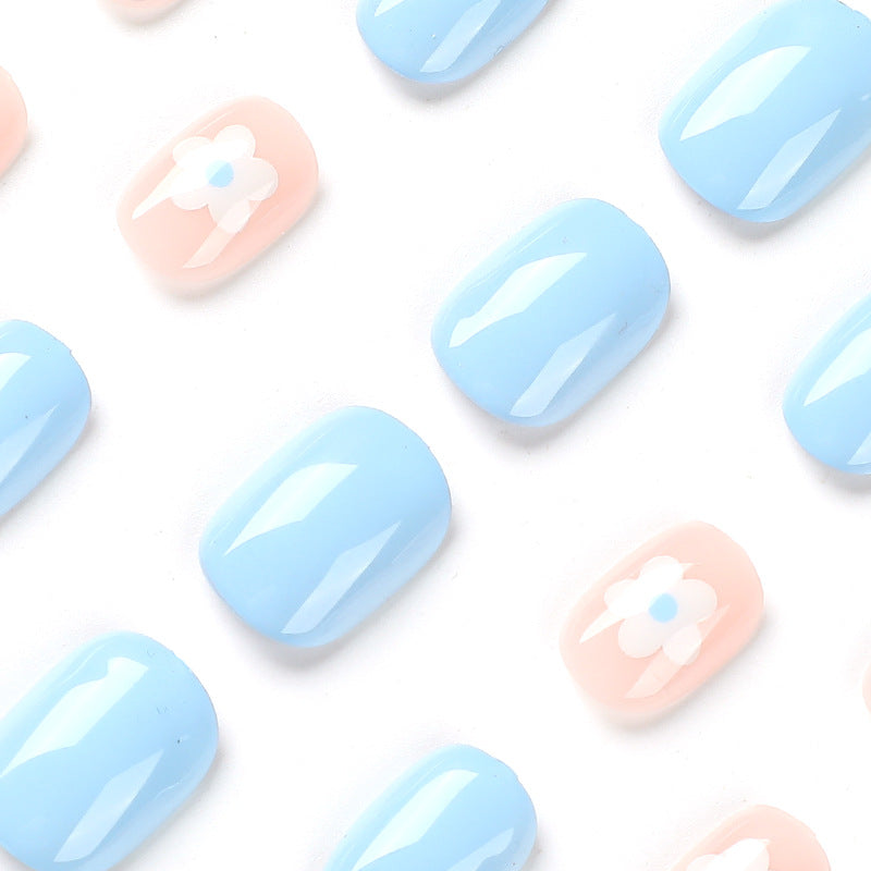"Baby Blue Blush & Blossom" - Precision Crafted Press-On Nails – Image 3