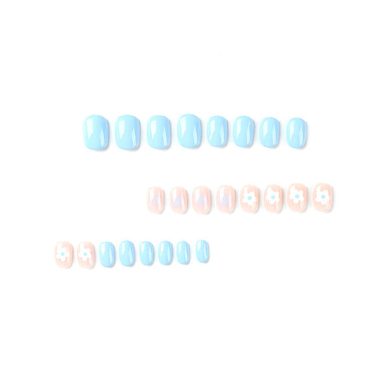"Baby Blue Blush & Blossom" - Precision Crafted Press-On Nails – Image 2