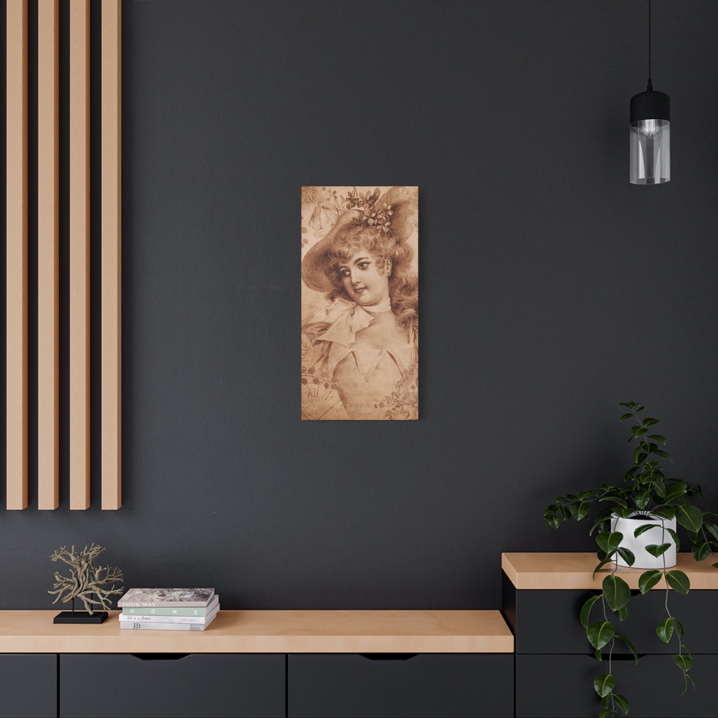 Vintage Sepia Portrait Canvas — Romantic Victorian Lady Matte Wall Art