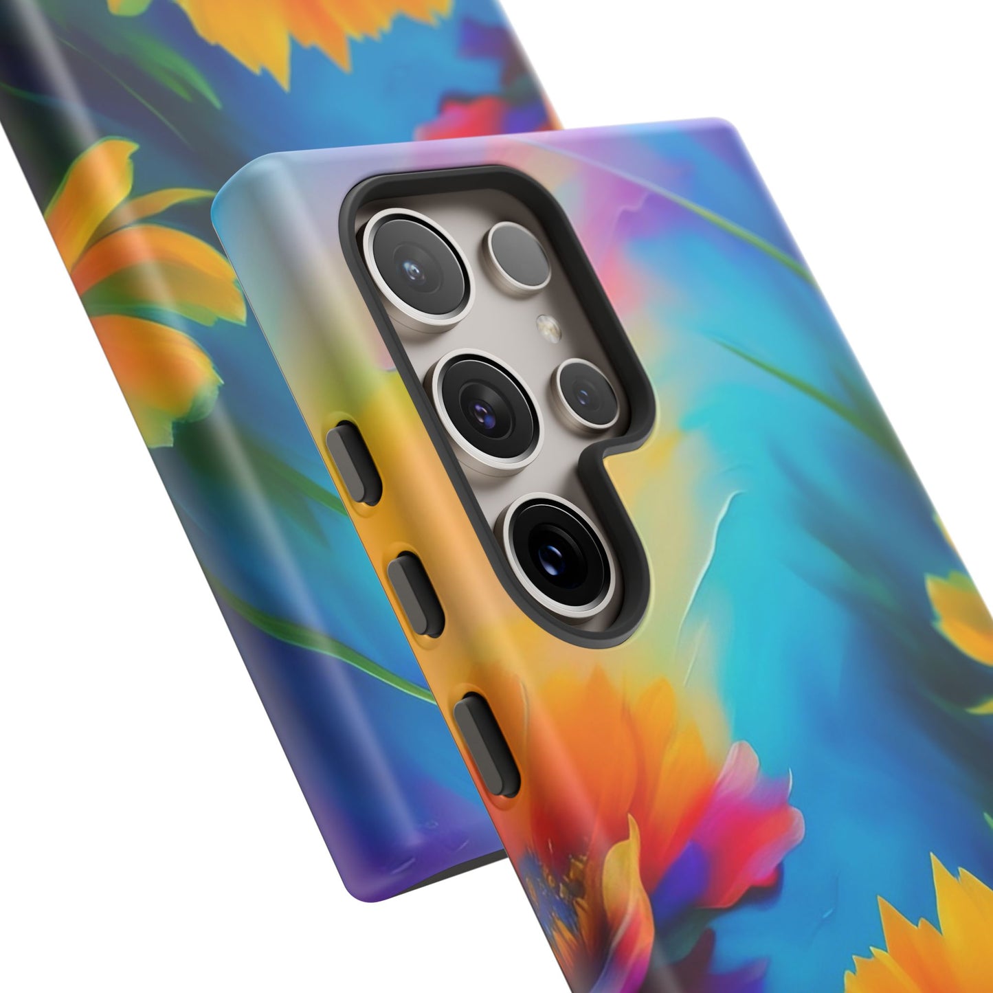 Floral Burst Tough Phone Case — Vibrant Watercolor Flowers Protective Cover