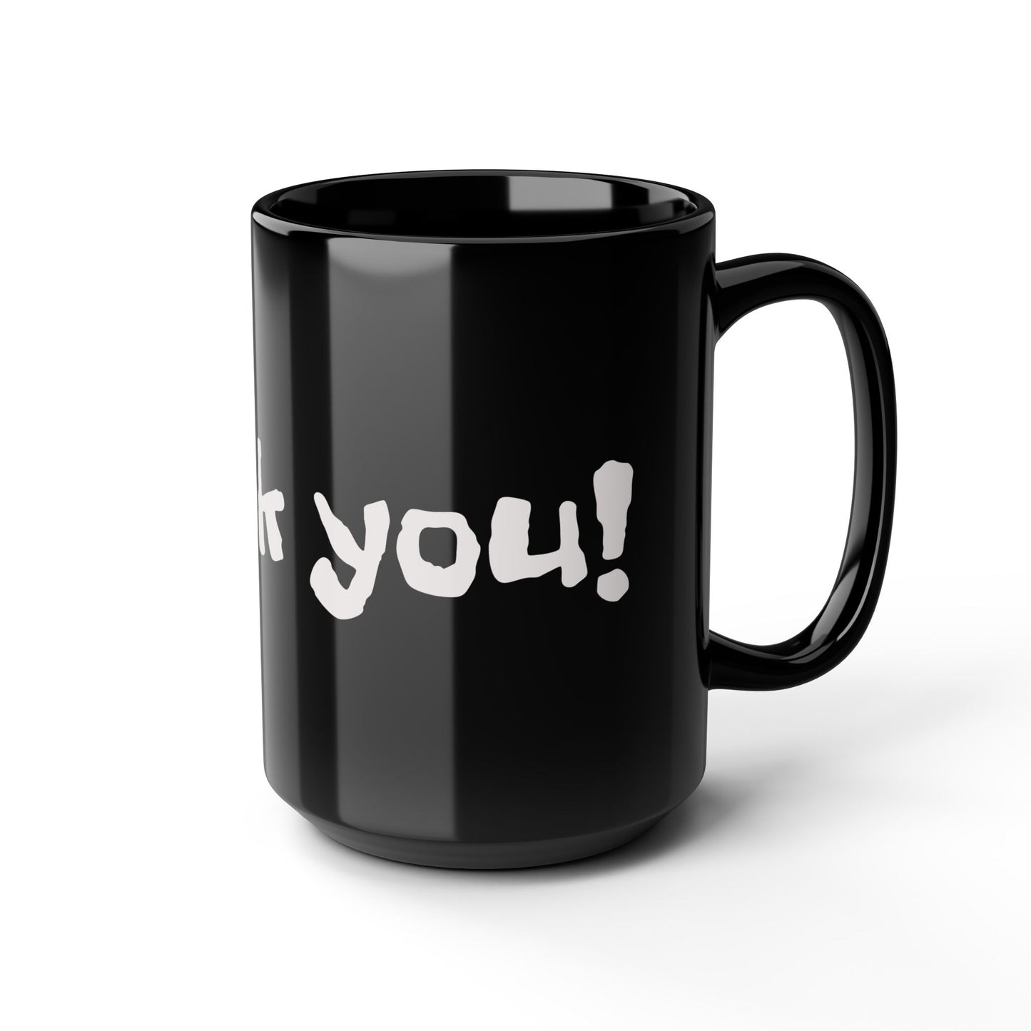 Thank You Black 15oz Mug — Bold Handwritten Gratitude Coffee Cup