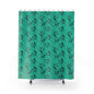Teal Swirl Floral Shower Curtain – Elegant Black Vine Pattern Bathroom Décor