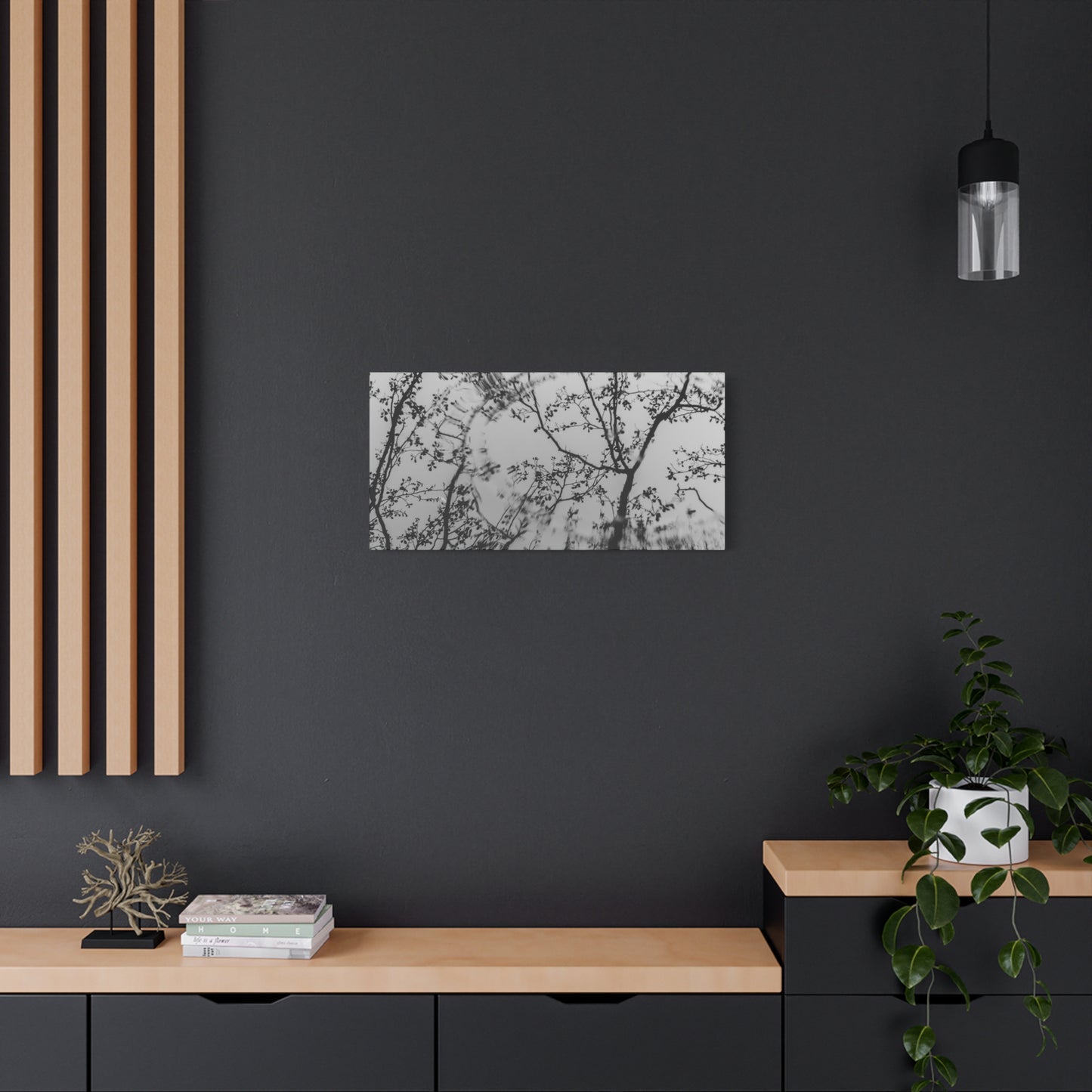 Canvas Wall Art — Monochrome Blurred Ferris Wheel with Tree Silhouettes