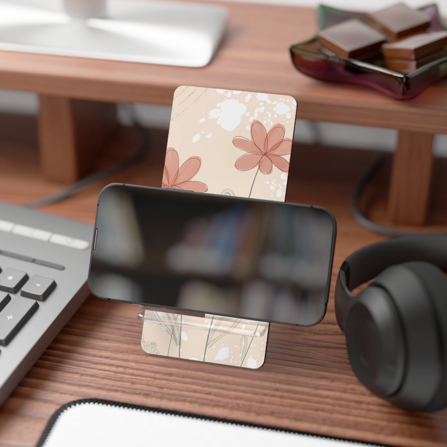 Chic Smartphone Display Stand, Floral Phone Holder, Desk Decor, Gift for Her, Work from Home Accessory