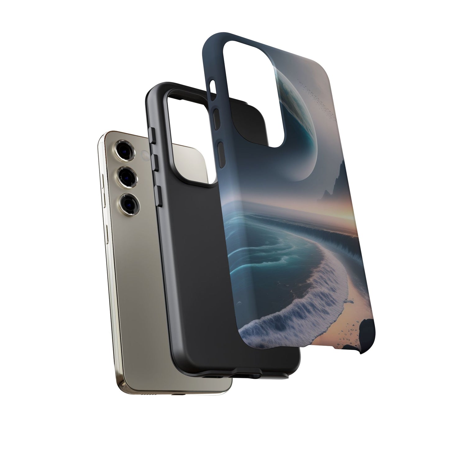 Galaxy Ocean Phone Case — Surreal Planet Beach Tough Case
