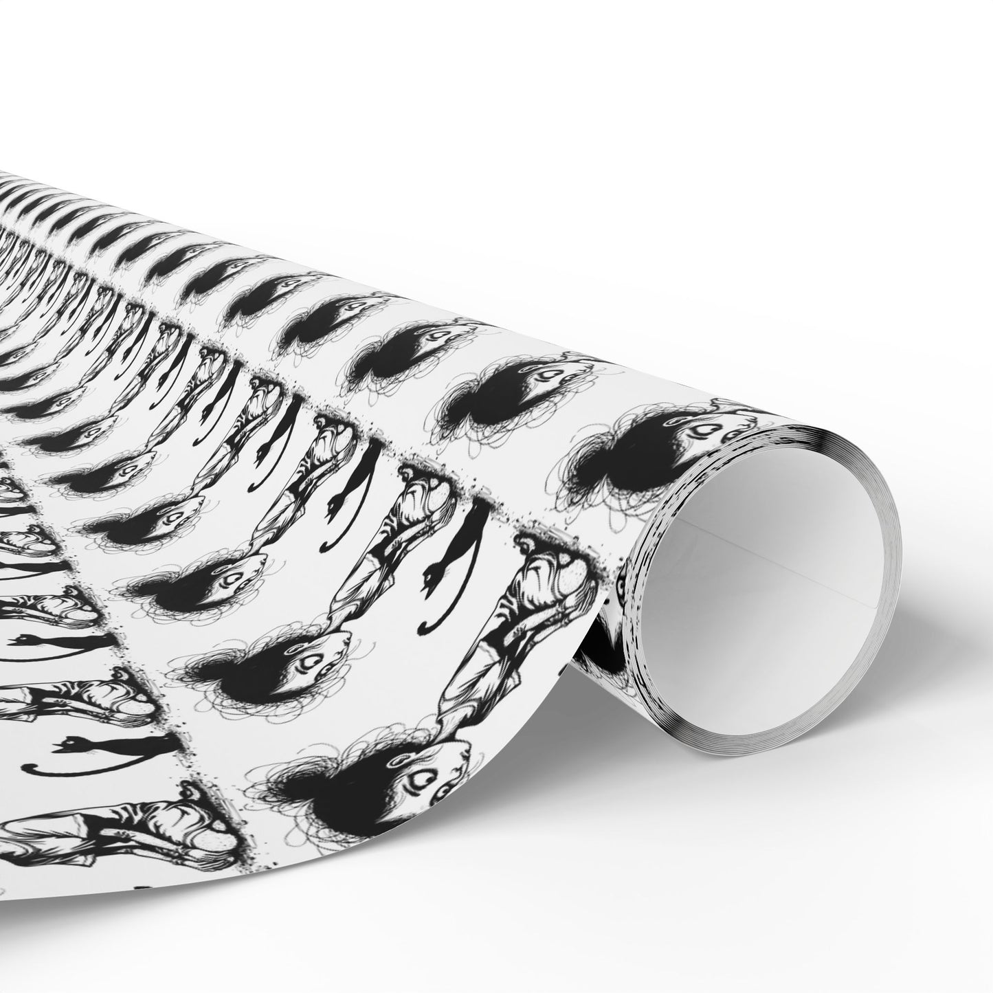 Wrapping Paper Roll — Black & White Repeating Eye Pattern