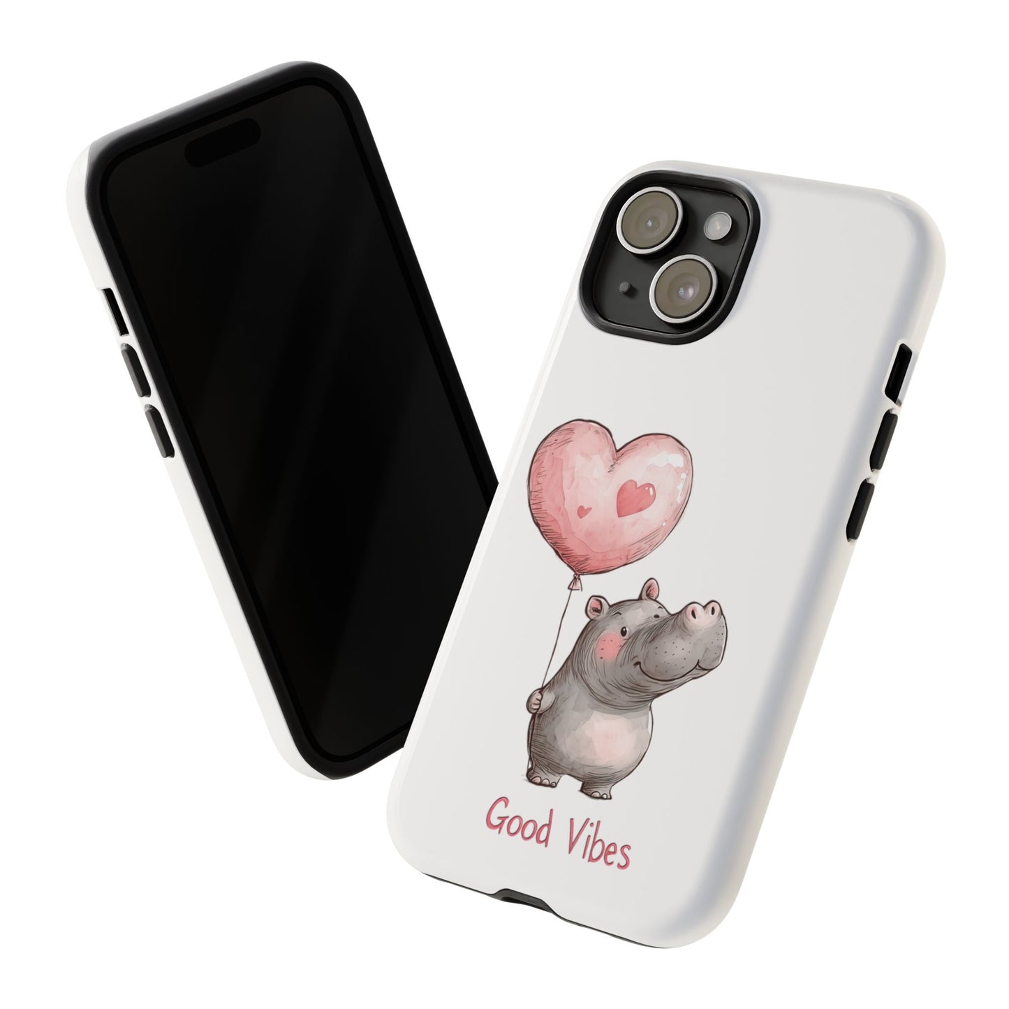 Cute Hippo Phone Case - Good Vibes Design, Animal Lover Gift, Fun Accessory, Birthday Present, Phone Accessories