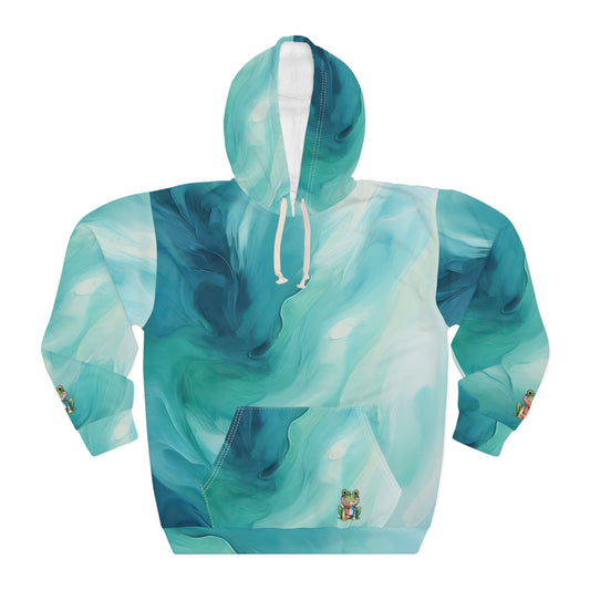 Tranquil Ocean Blue Hoodie - Cozy AOP Pullover, Beach Vibes, Unisex Gift, Relaxing Style, Perfect for Lounging, Summer Outings