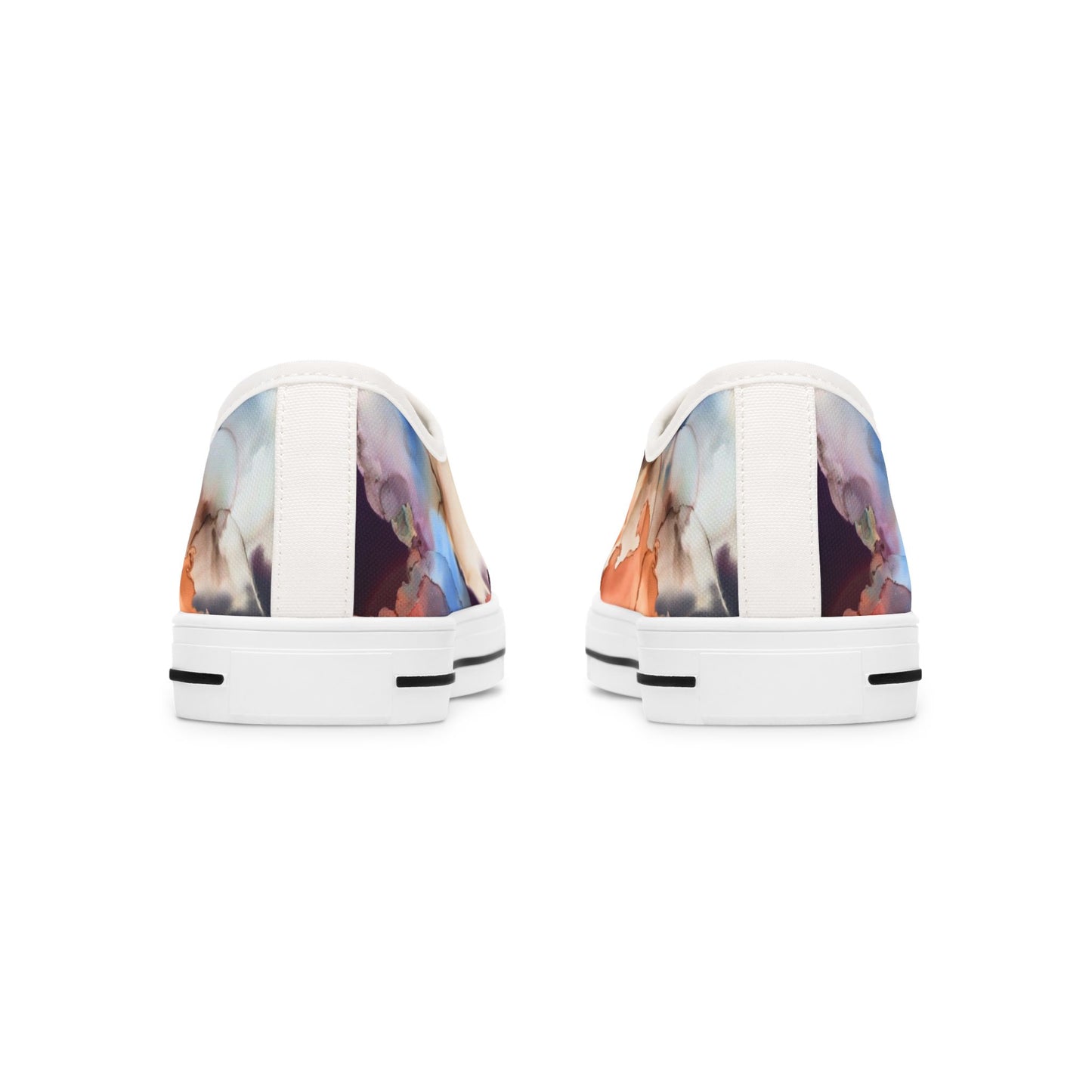 Abstract Watercolor Floral Low Top Sneakers — Women's Artistic Canvas Shoes