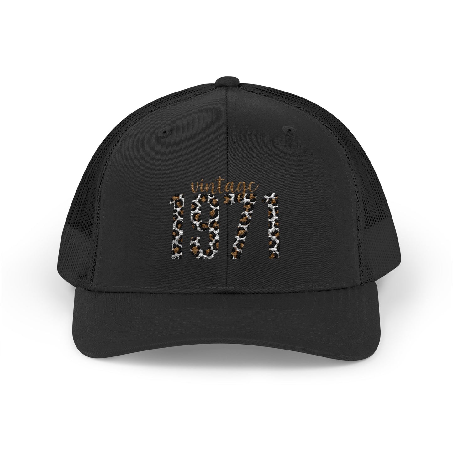 1971 Leopard Print Snapback Trucker Cap — Vintage Born in 1971 Birthday Gift