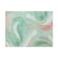 Abstract Green Marble Canvas Print — Teal & Coral Swirl Wall Art