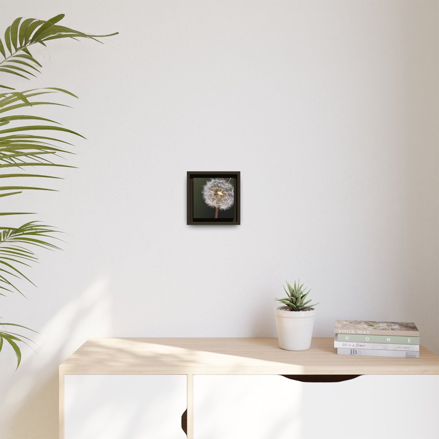 Framed Dandelion Canvas Print — Matte Botanical Wall Art