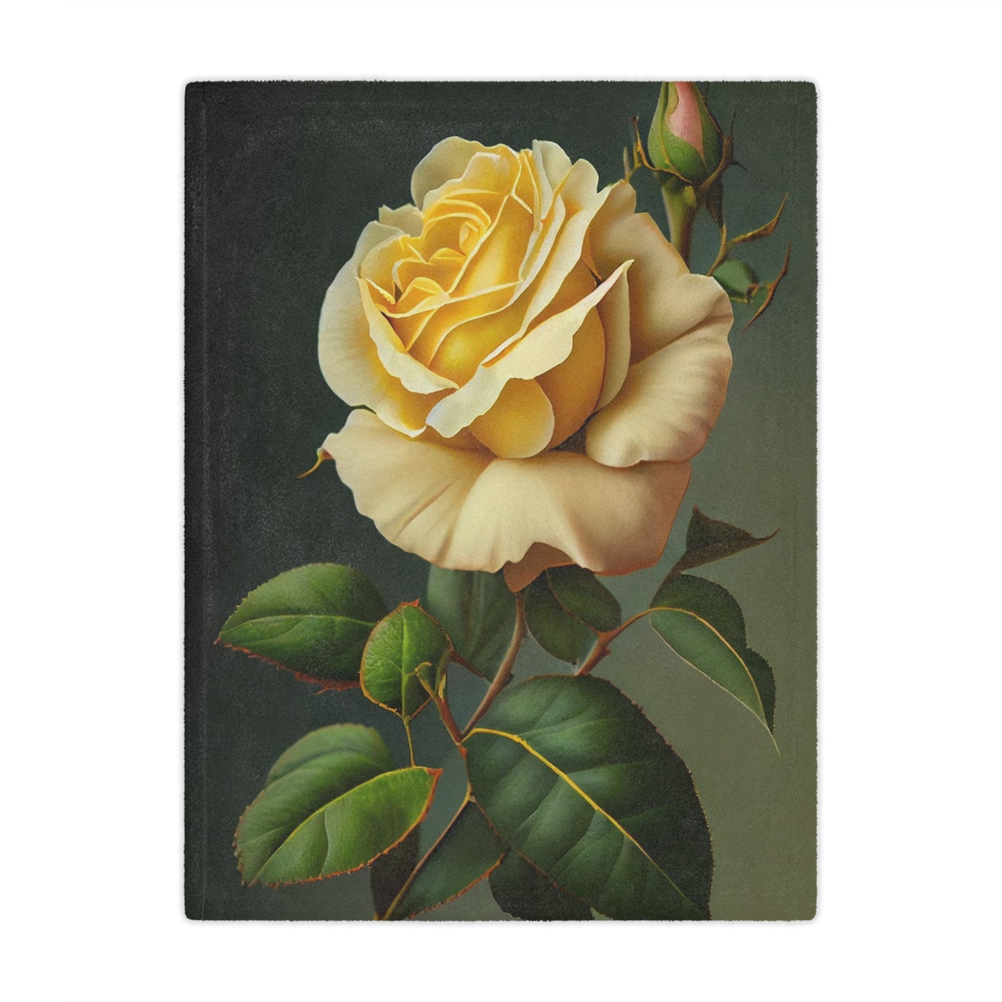 Yellow Rose Minky Blanket — Vintage Botanical Throw for Bedroom & Living Room