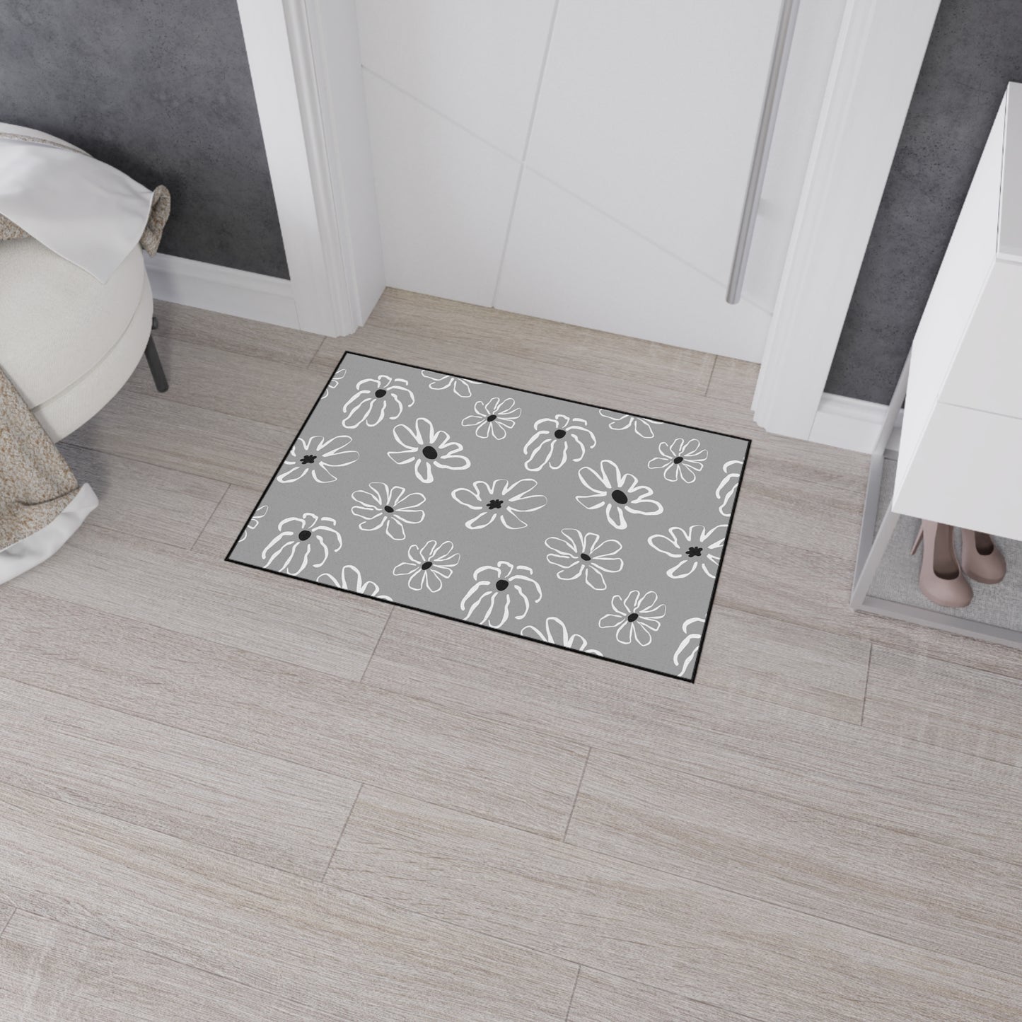 Daisy Pattern Heavy-Duty Floor Mat – Durable Non-Slip Entry & Kitchen Rug