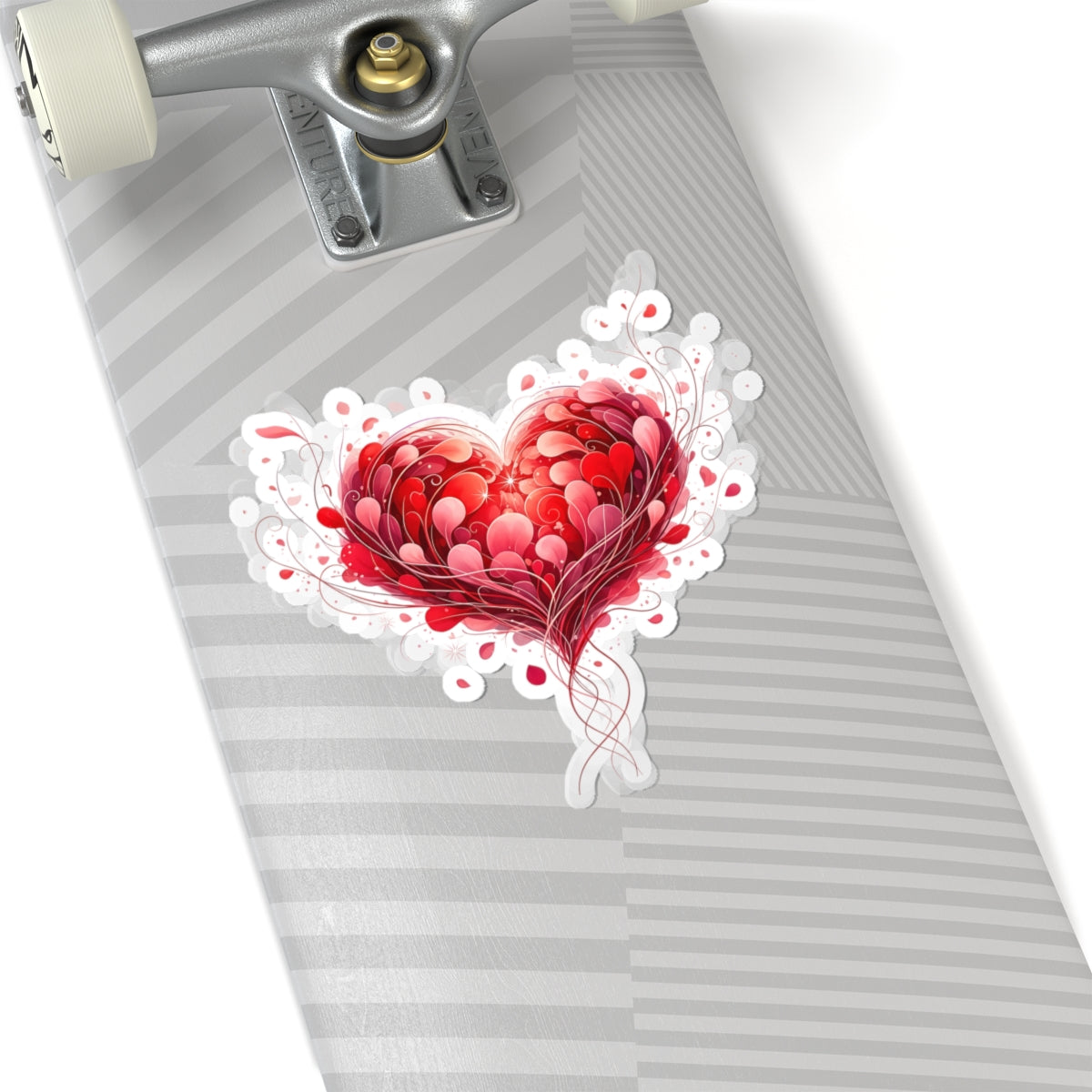 Heart Floral Kiss-Cut Sticker — Red Romantic Love Laptop Decal