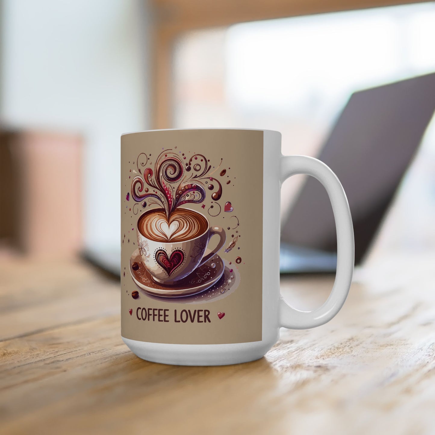 Coffee Lover Ceramic Mug — Cute Whimsical Coffee Art (11oz & 15oz)