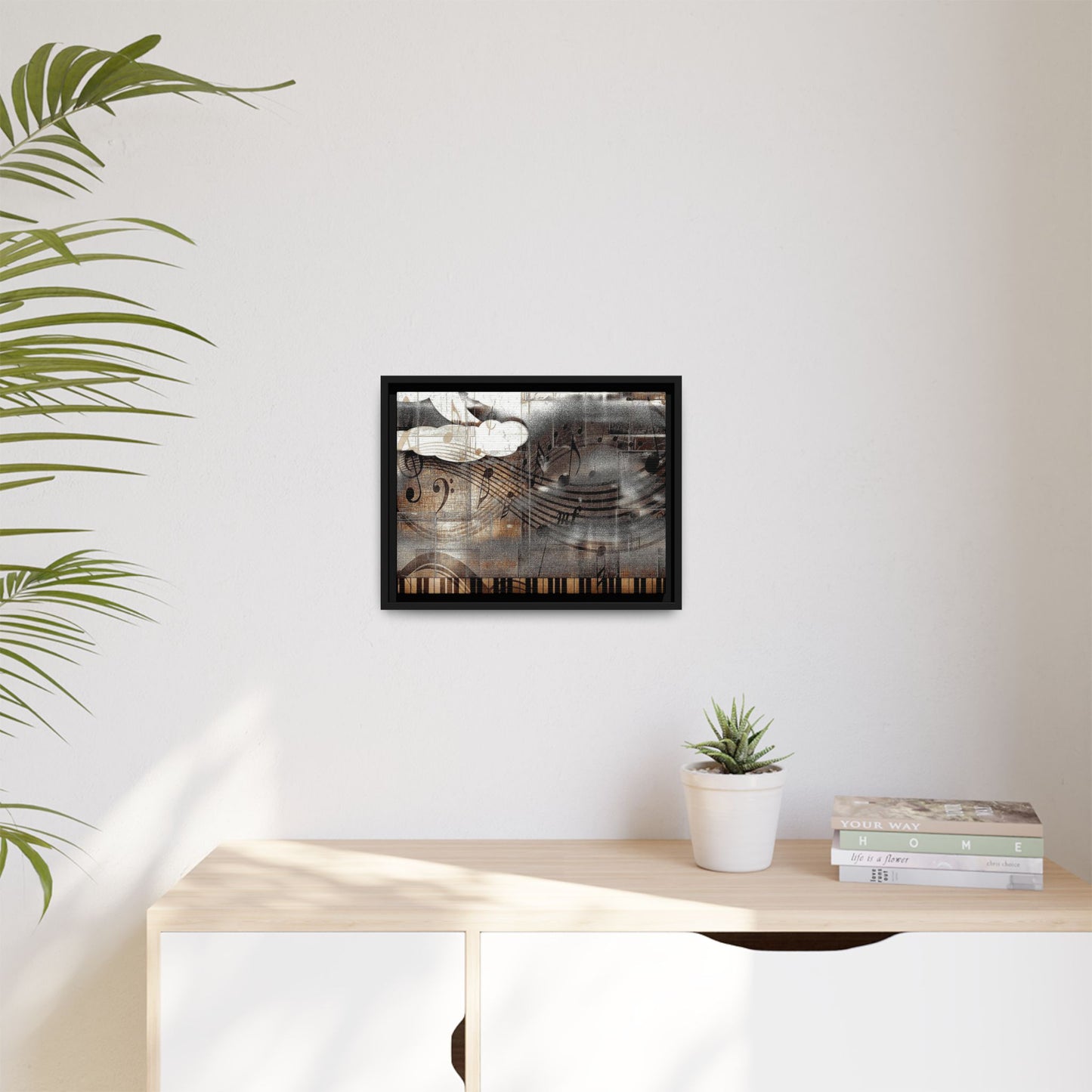 Framed Music Notes Canvas Print — Abstract Vintage Piano & Sheet Music Wall Art