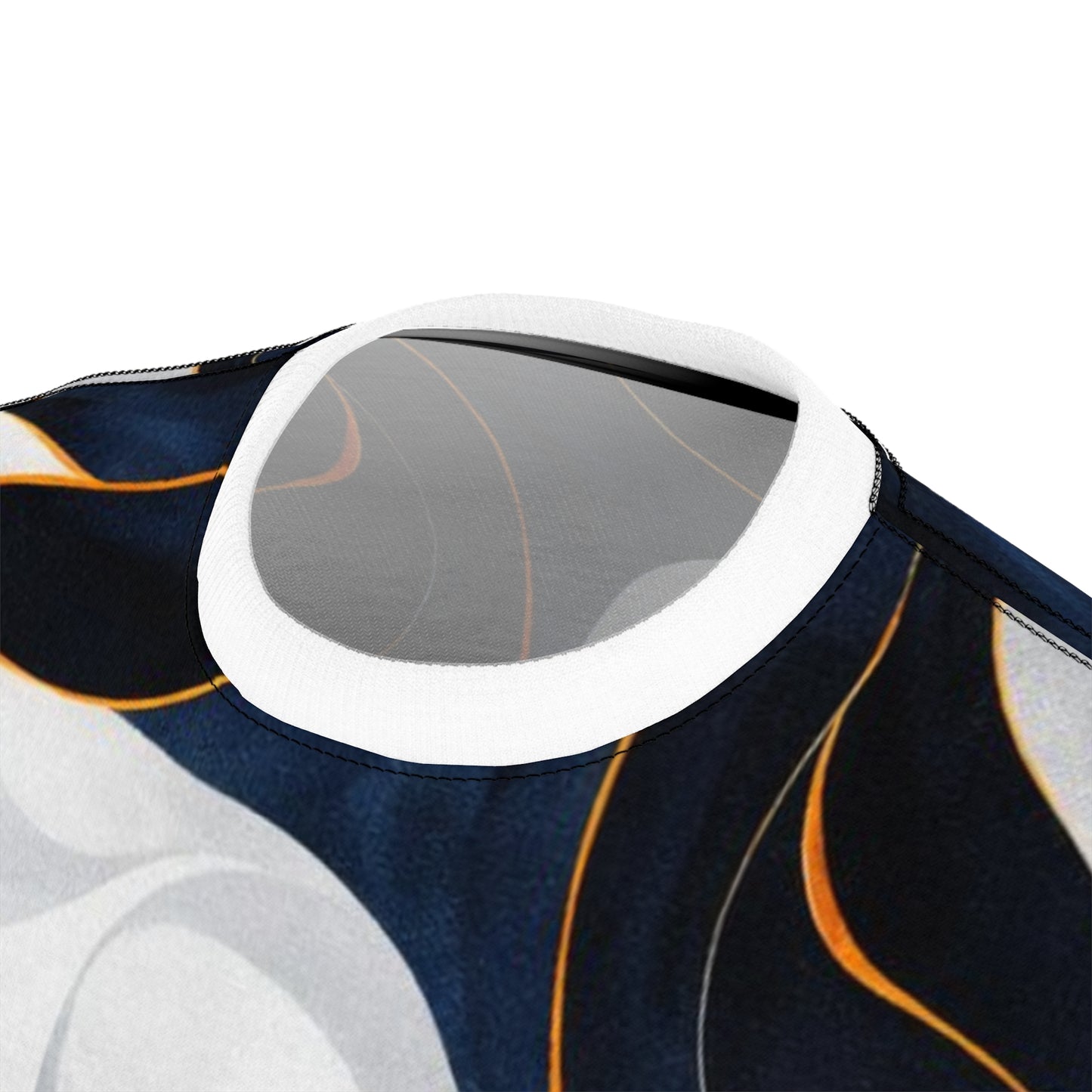 Abstract Marble Swirl Tee - Navy, White & Gold All-Over Print