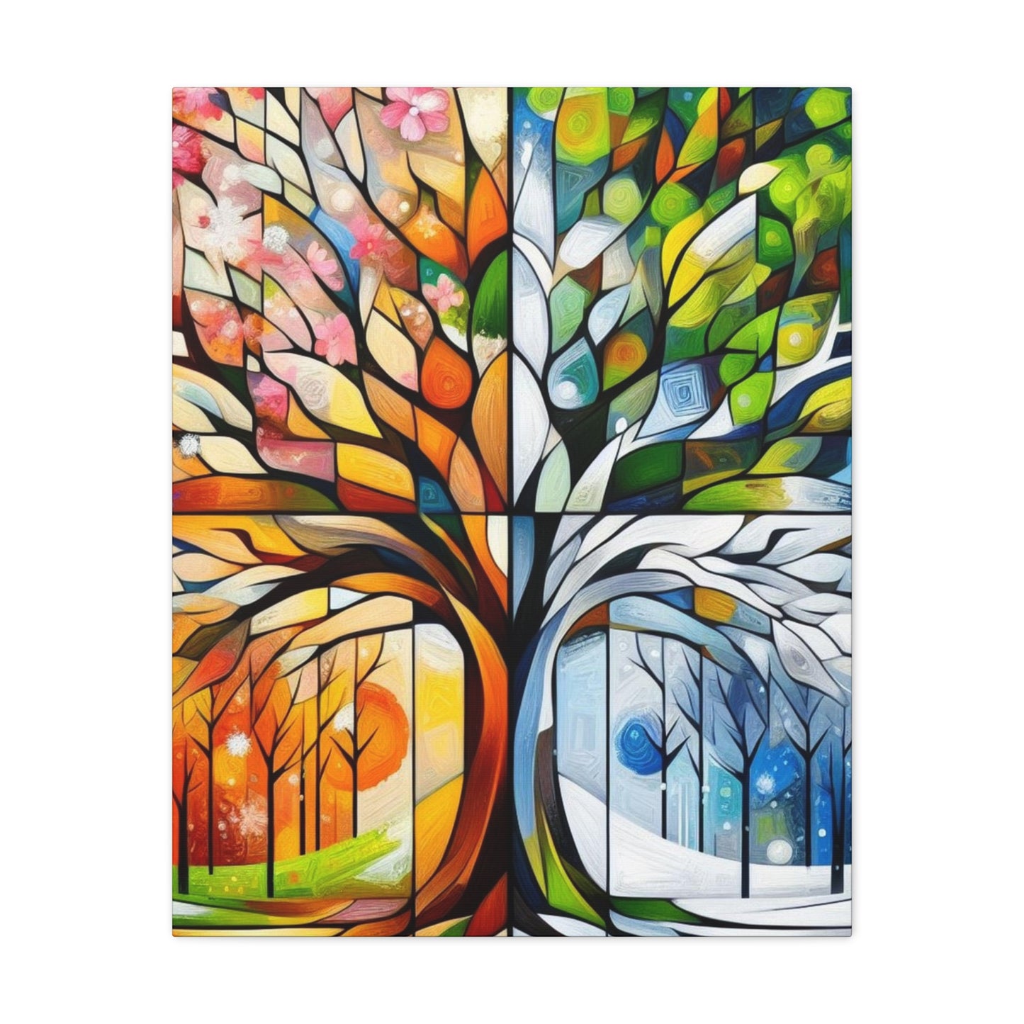 Seasons Tree Matte Canvas Wall Art — Stretched 1.25"