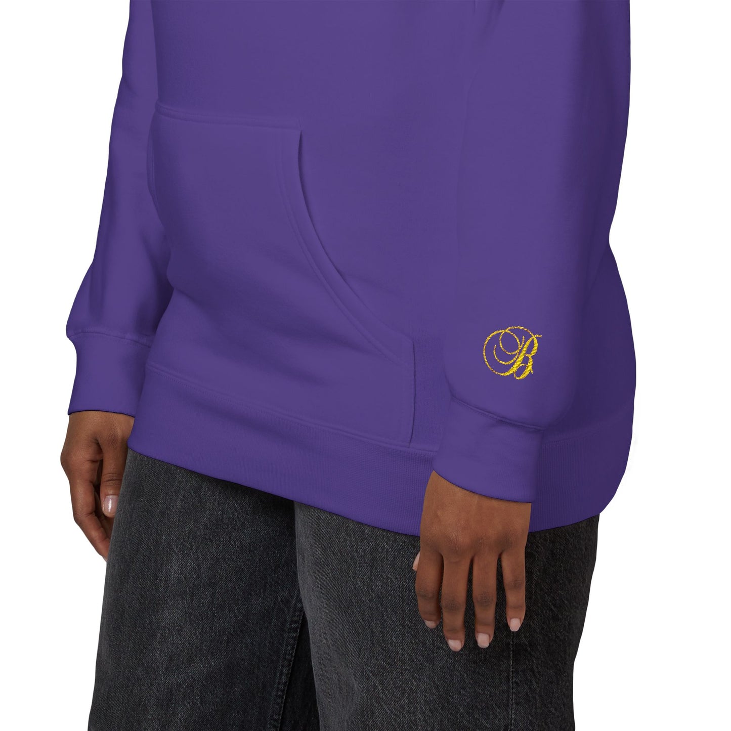 Coral Gold Floral Initial Hoodie — Monogram 'B' Casual Pullover