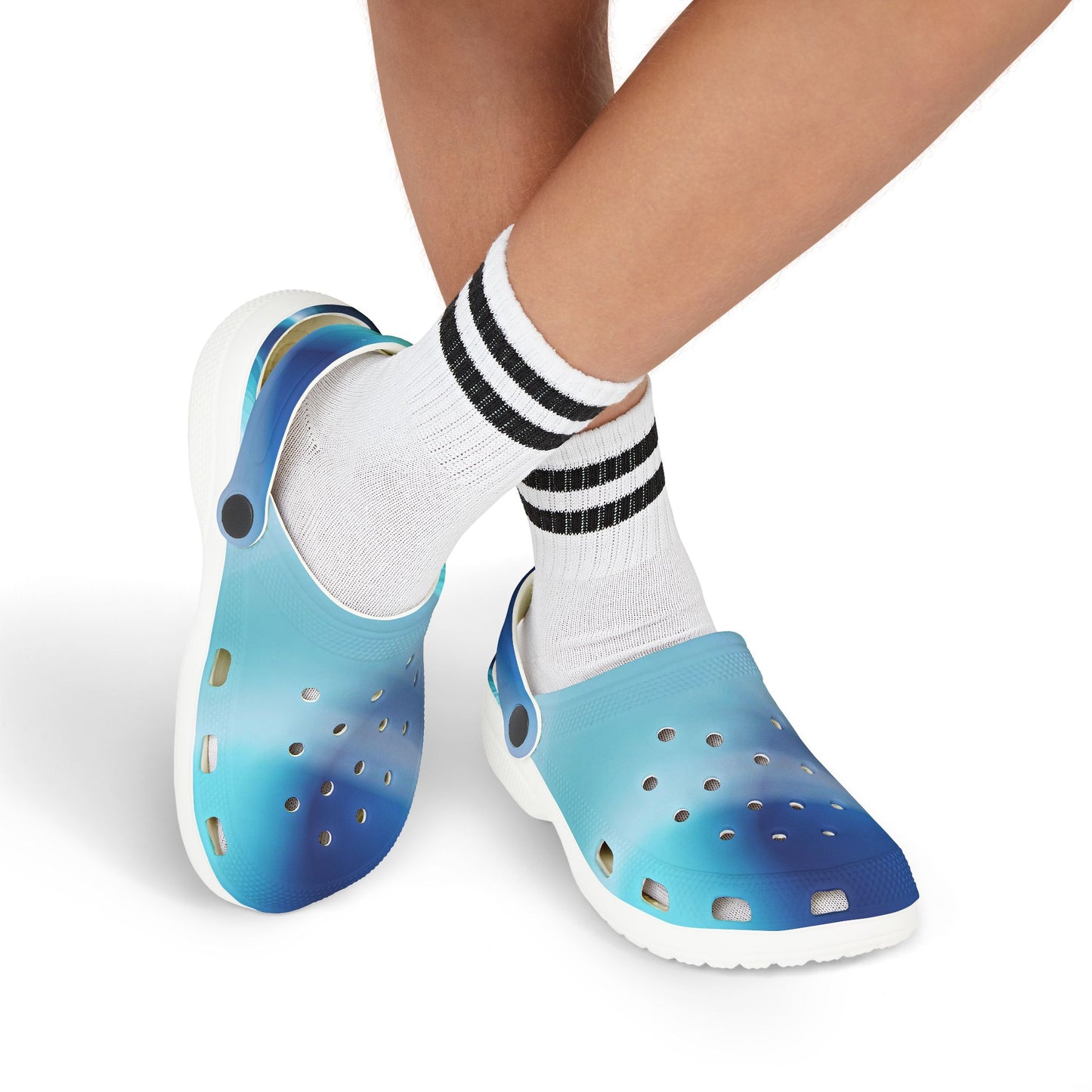 Kids Blue Ombre EVA Foam Clogs – Lightweight Water & Pool Shoes