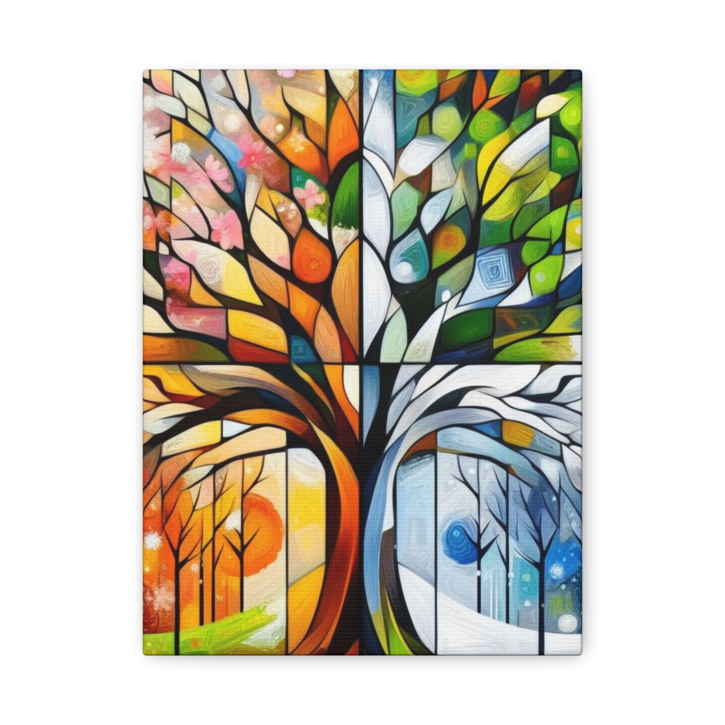 Seasons Tree Matte Canvas Wall Art — Stretched 1.25"