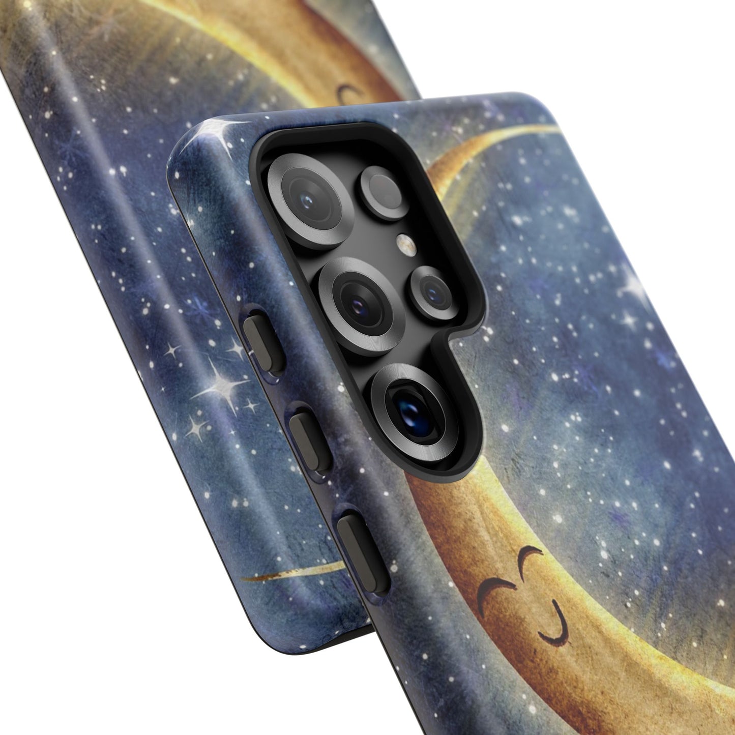 Moonlit Smile Phone Case — Starry Night Crescent Moon iPhone Cover