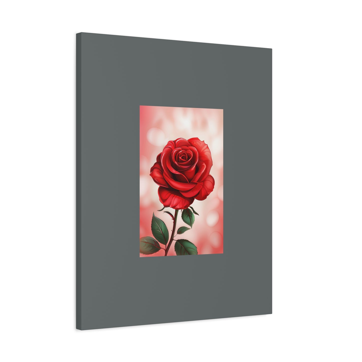 Red Rose Vertical Matte Canvas Print — Romantic Floral Wall Art