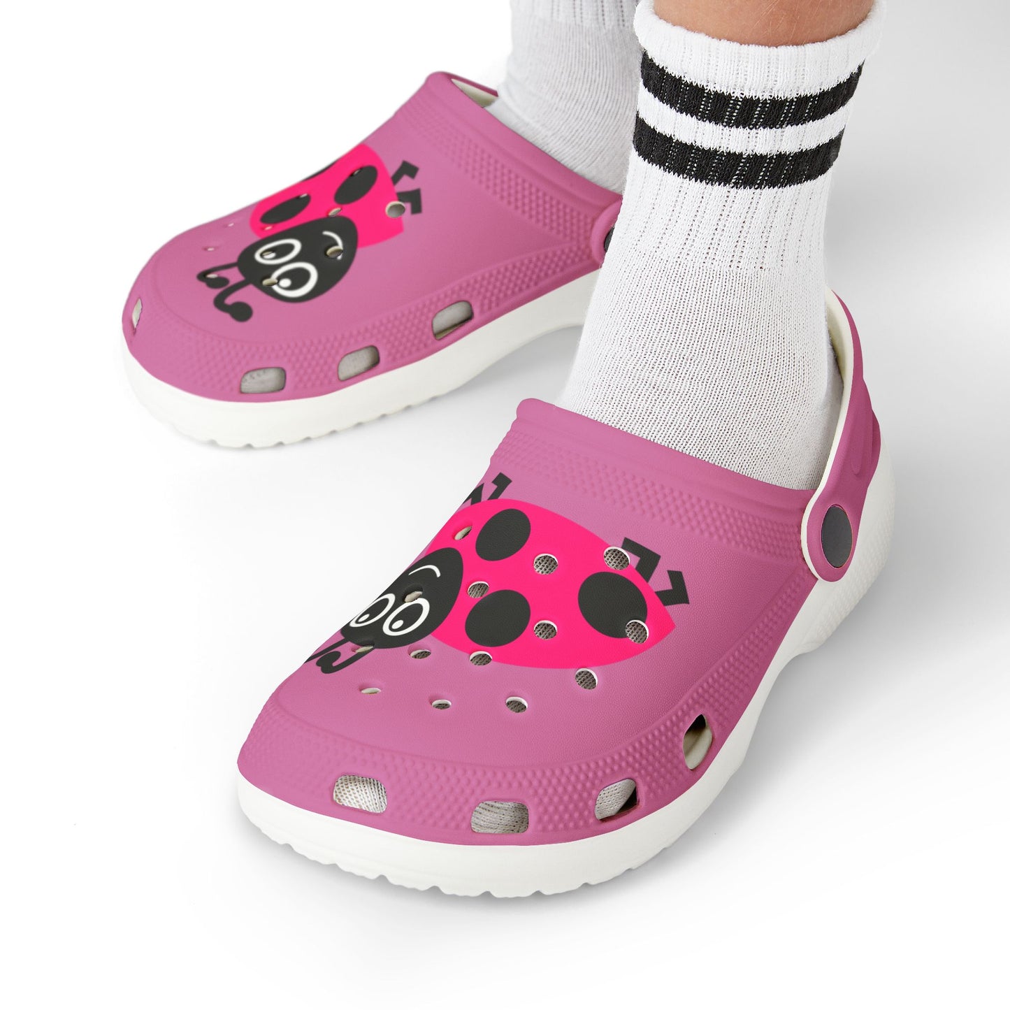 Kids' Pink Ladybug EVA Foam Clogs — Lightweight Slip-On Sandals for Toddlers & Little Girls