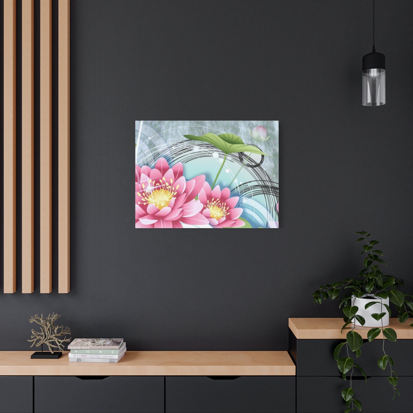 Lotus Blossom Matte Canvas Wall Art — Stretched 1.25" Decorative Print