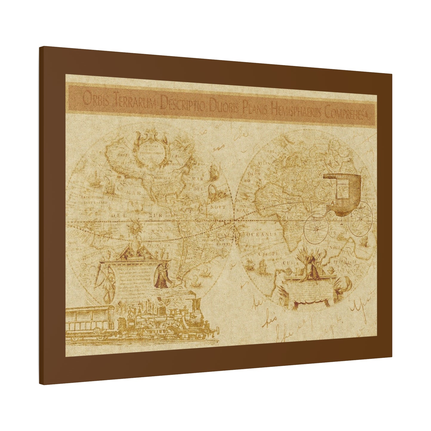 Vintage World Map Canvas Print — Matte Stretched Wall Art