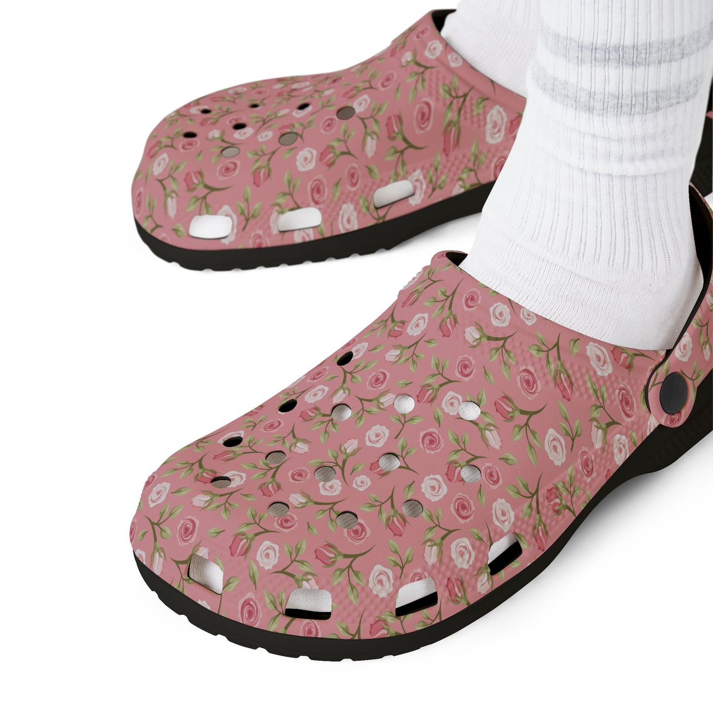 Floral Pink EVA Foam Clogs – Comfortable Garden Slip-On Shoes