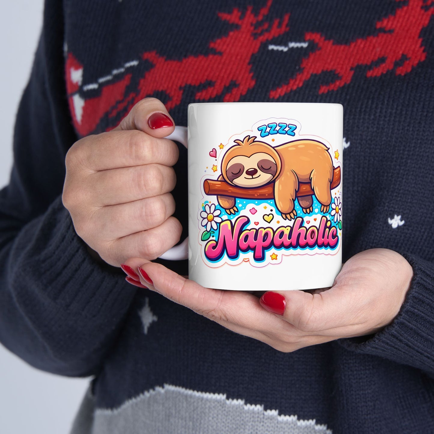Sloth Napaholic Ceramic Mug — Cute Lazy Sloth Coffee Cup (11oz & 15oz)