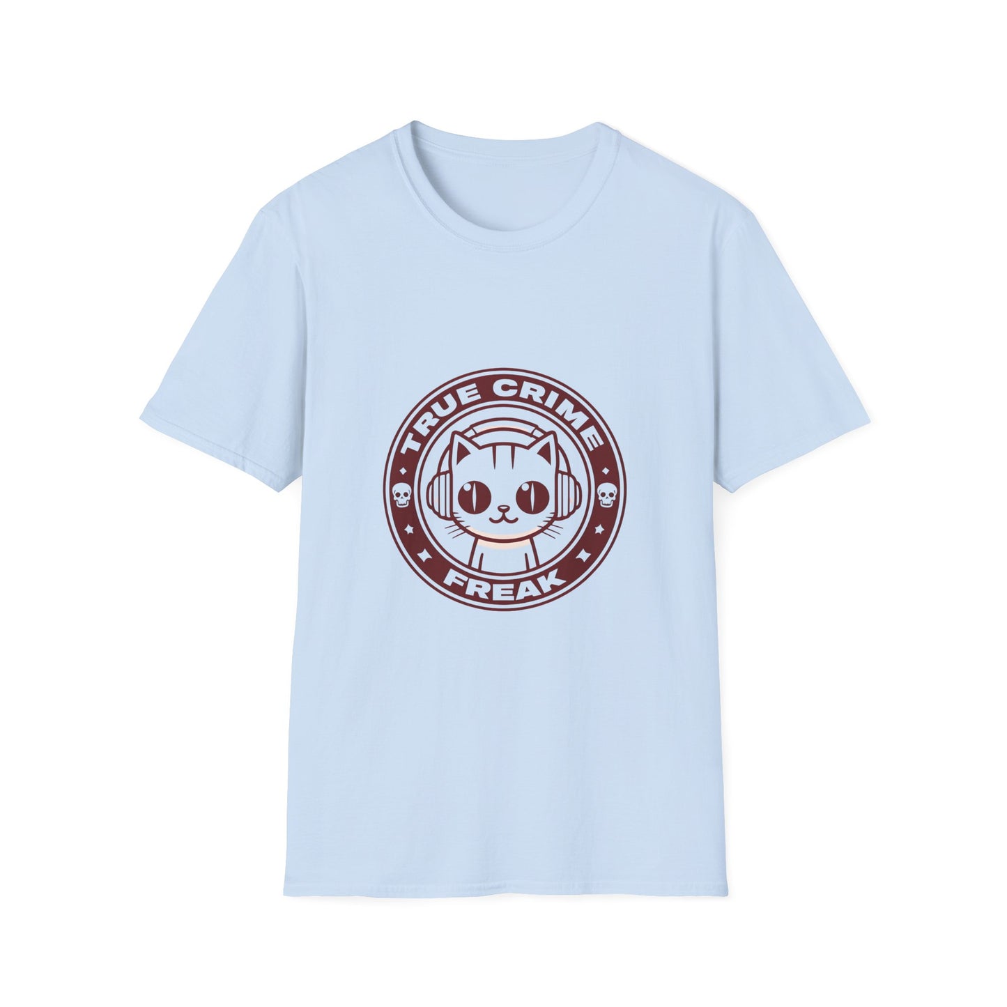 True Crime Freak Cat T-Shirt – Cute Kitty Badge Tee for True Crime Fans