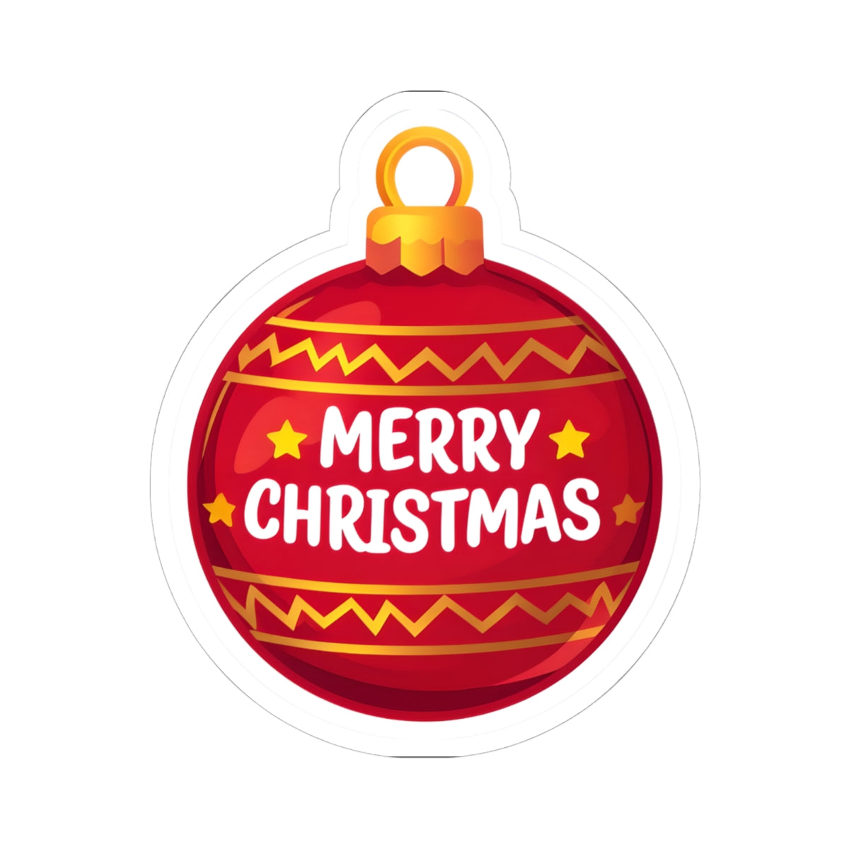 Merry Christmas Ornament Sticker — Red Holiday Kiss-Cut Sticker