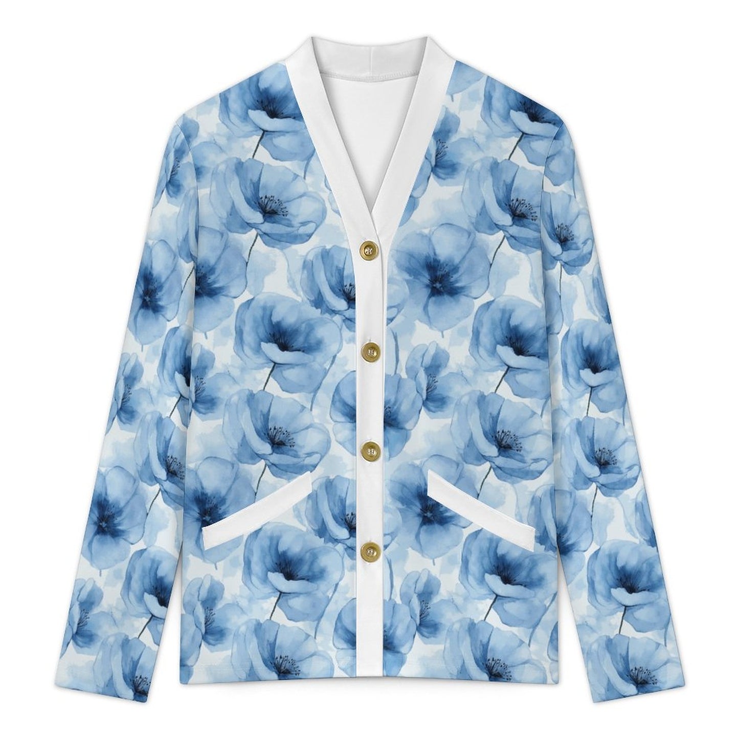Women's Lightweight Cardigan Blue Flowers