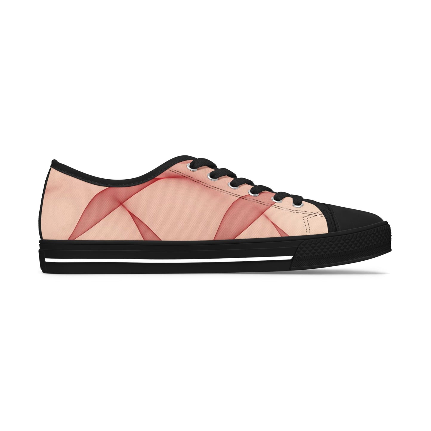 Pink Abstract Wave Low Top Sneakers — Women's Casual Canvas Shoes
