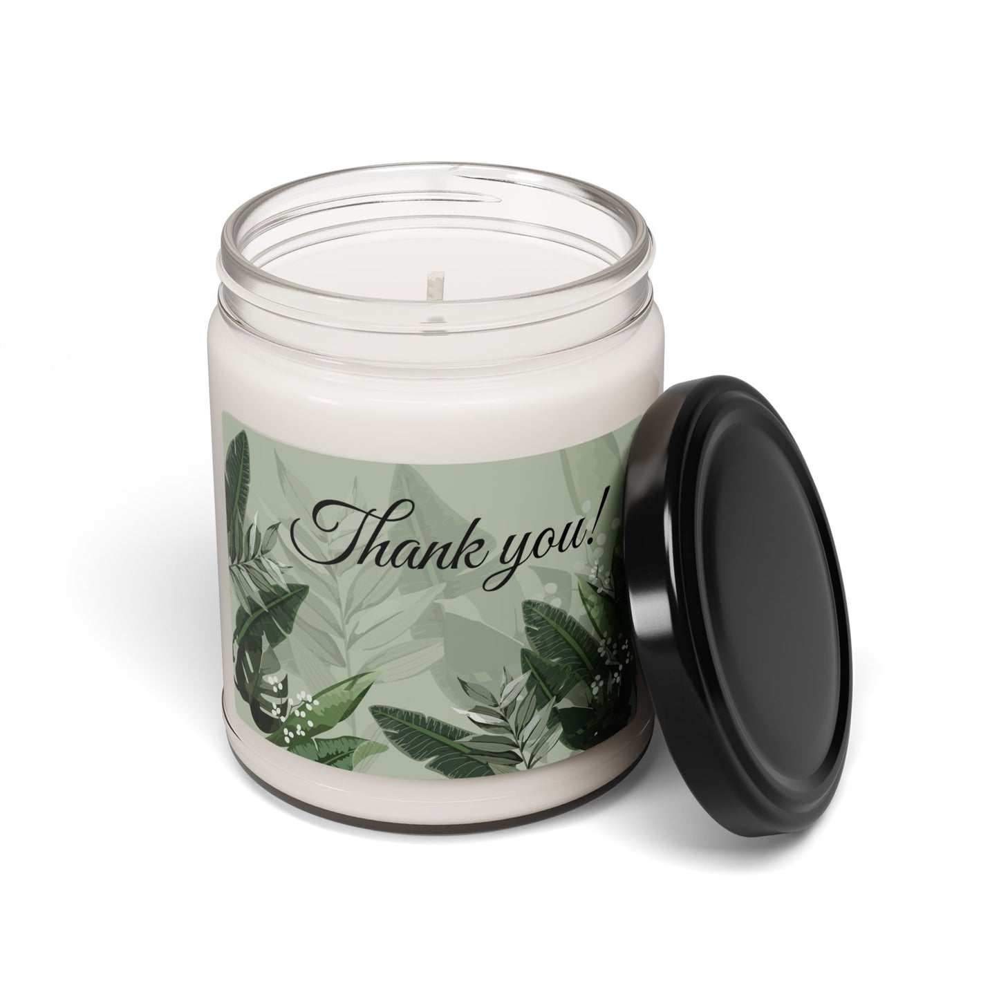 Thank You Soy Candle — 9oz Scented Jar with Botanical Design