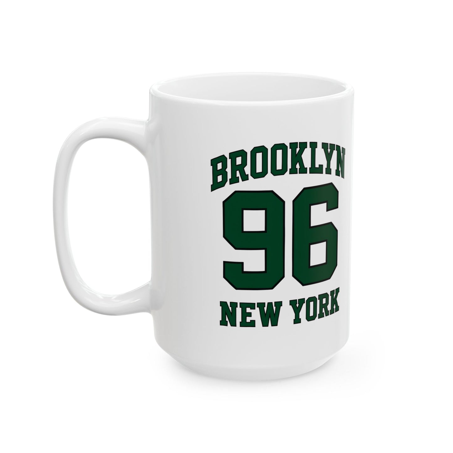 Brooklyn 96 New York Ceramic Mug — Retro Varsity Number Coffee Cup