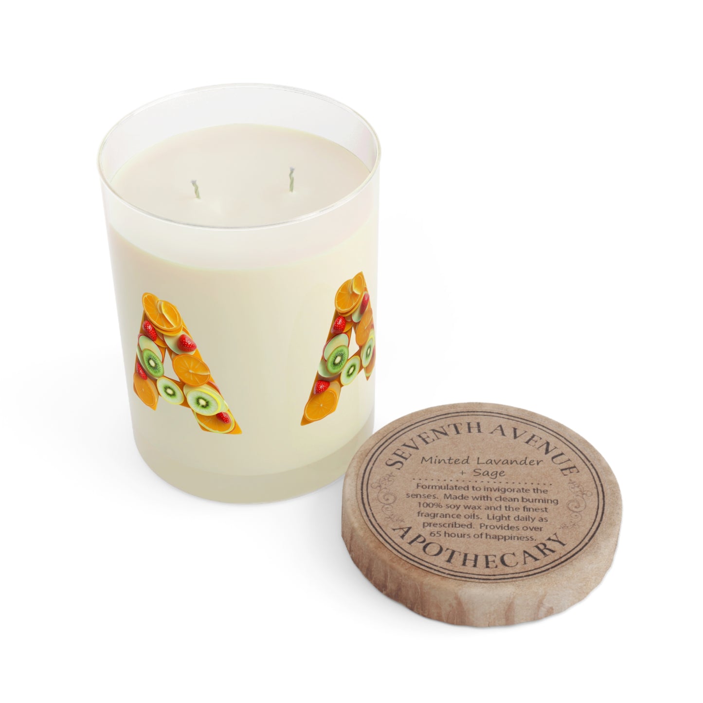 Fruit Pattern 11oz Scented Candle — Fresh Citrus & Kiwi Glass Candle