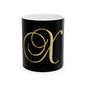 Gold Script Letter 'X' Ceramic Mug — Elegant Monogram Coffee Cup (11oz, 15oz)