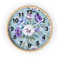 Floral Wall Clock — Vintage Purple & Blue Peony Garden Clock