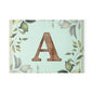 Monogram Glass Cutting Board – Rustic Wood Letter A with Botanical Leaves (Personalized Kitchen Gift)