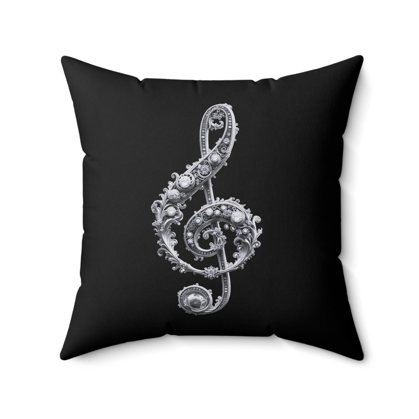 Music Note Decorative Pillow – Ornate Treble Clef Accent Cushion