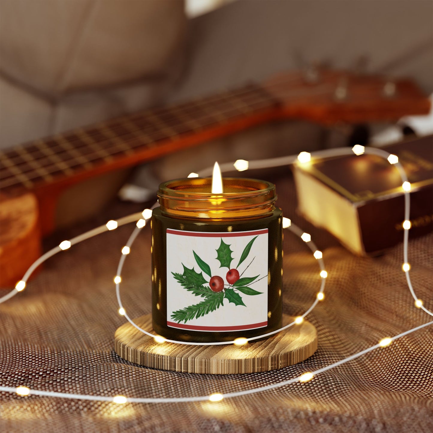 Holiday Holly Scented Candle (Coconut Apricot Wax)