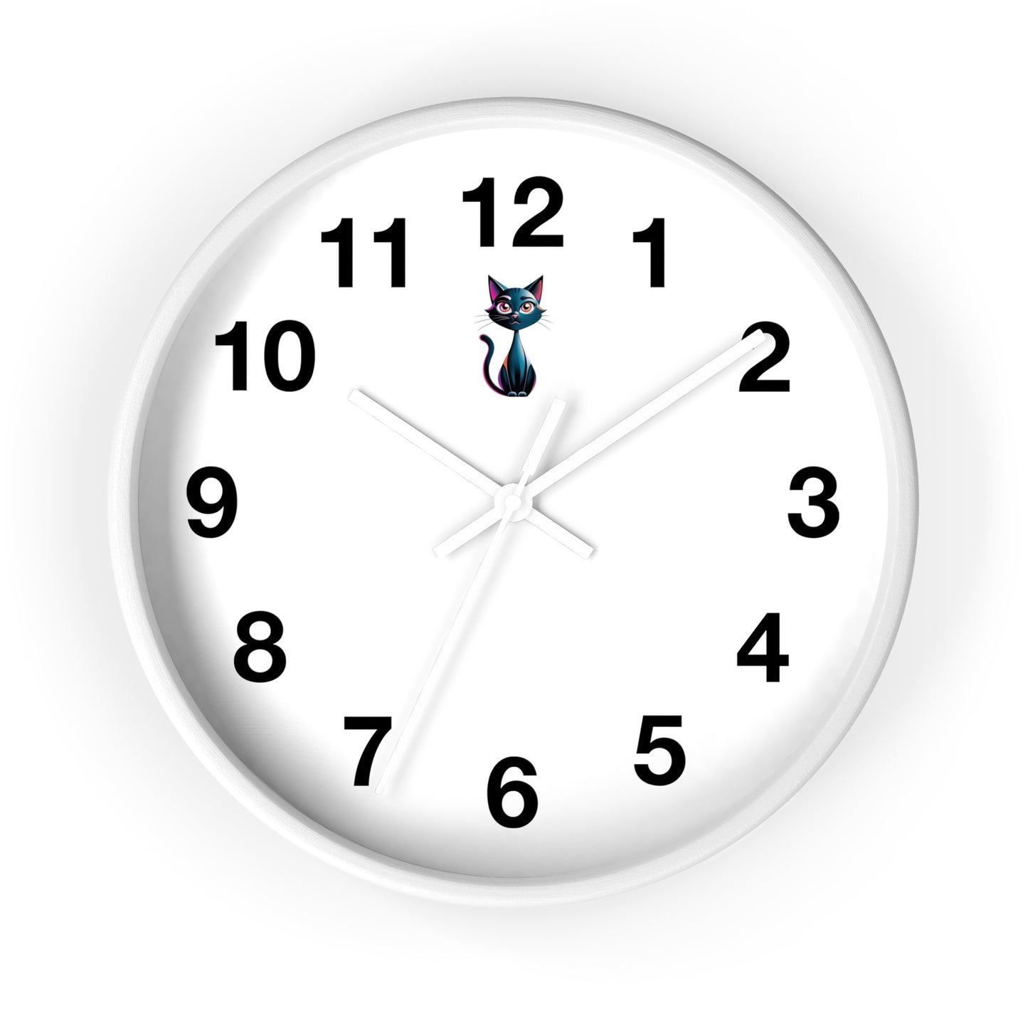 Cute Cat Wall Clock, Feline Decor, Home Office, Gift for Cat Lovers, Adorable Wall Art