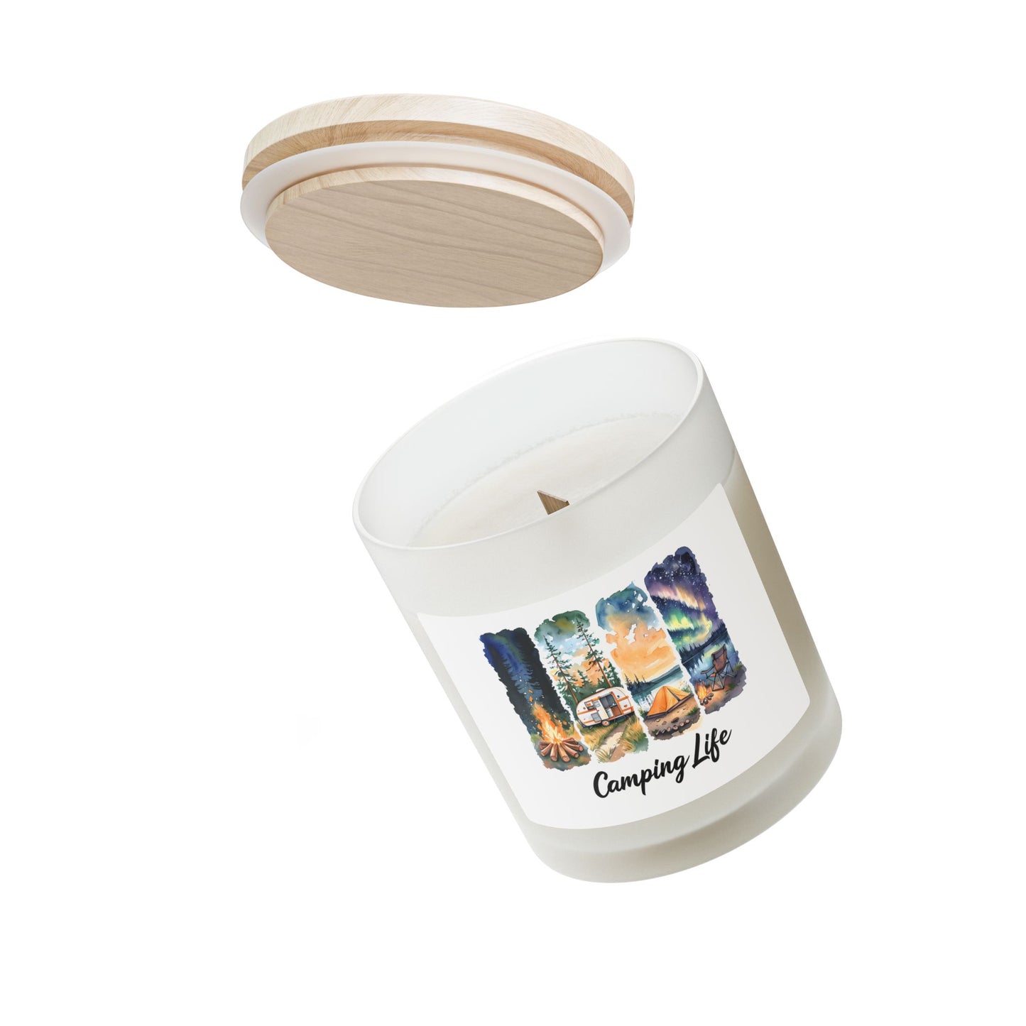 Camping Life Frosted Glass Candle — 11oz Cabin & Campfire Scented Candle