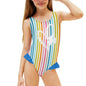 Girls Ruffle Trim One Piece Swimwear Rainbow