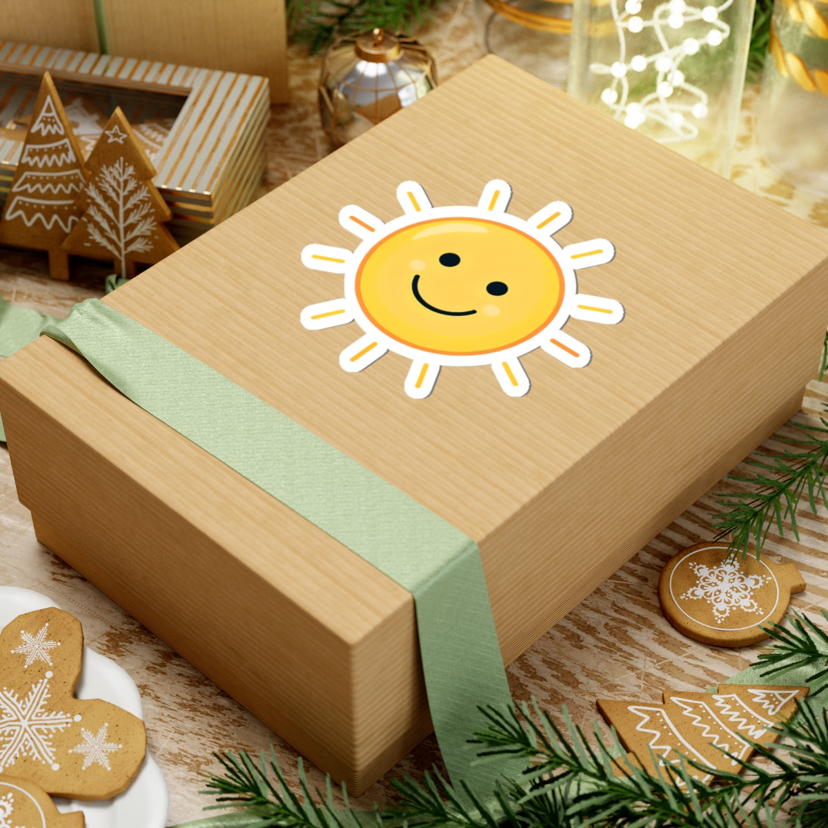 Sunny Smiley Kiss-Cut Sticker — Cute Sun Laptop Decal